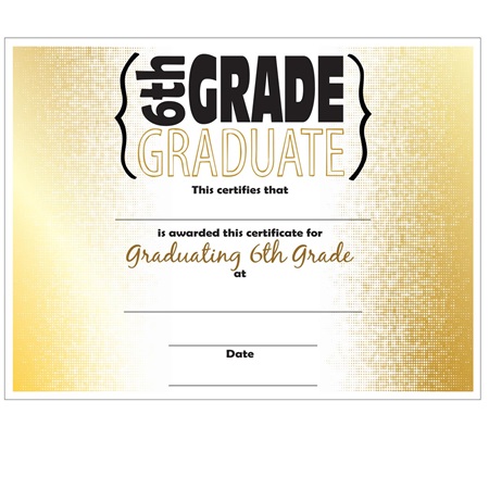 6th Grade Graduation Certificates | Anderson's