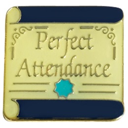 Attendance Award Pin -Gold Scroll and Star