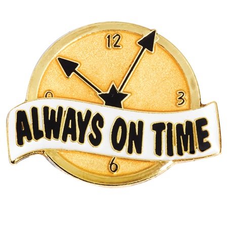 Attendance Award Pin - Always on Time Clock | Anderson's