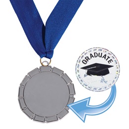 Silver Ribbon Design Medallion with Sticker