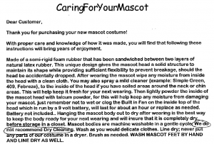 Andersons Middle School Mascot Costume Instructions