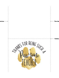 Paw-some Teacher Thank You Card