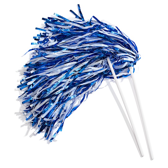 Blue/White Metallic Textured Poms - 10/pkg | It's Elementary