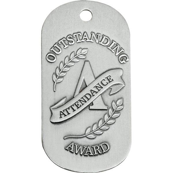 Embossed Dog Tag Outstanding Attendance It s Elementary