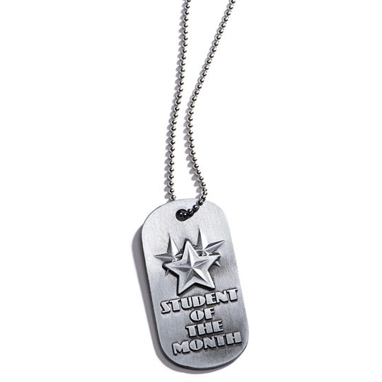 Embossed Dog Tag Student of the Month With Paws