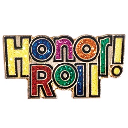 Honor Roll Award Pin - Glitter Words