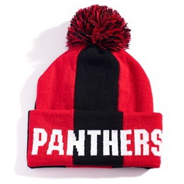 Custom Striped Knit Pom Beanie with Cuff