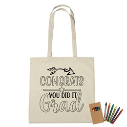 15 inch x 15 inch Coloring Tote Bag - Congrats Grad/Arrow