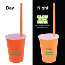 Glow-in-the-Dark Cup with Lid and Straw
