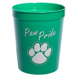 Green and White Paw Pride Stadium Cup