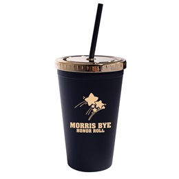 Matte Black Custom Tumbler with Gold Lid