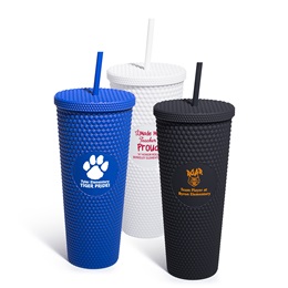 Matte Custom Diamond Tumbler with Straw