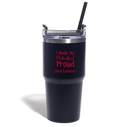 Black Stainless Steel Custom Travel Mug With Straw