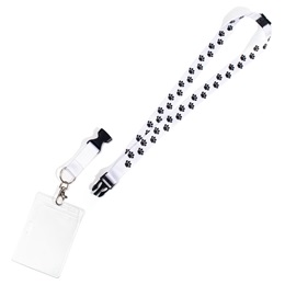 Paw Print Neck Strap - White With Black Paws