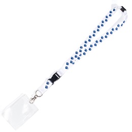 Paw Print Lanyard - White With Blue Paws