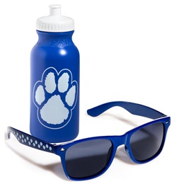 Paw Print Water Bottle and Sunglasses Set - Blue/White