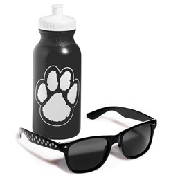 Paw Print Water Bottle and Sunglasses Set - Black/White
