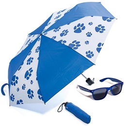 Paw Print Umbrella and Sunglasses Set - Blue/White