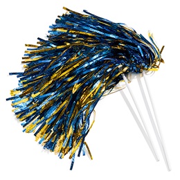 Blue/Gold Metallic Textured Poms - 10/pkg