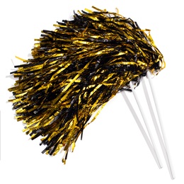 Gold/Black Metallic Textured Poms - 10/pkg