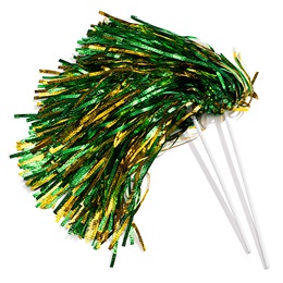 Gold/Green Metallic Textured Poms - 10/pkg