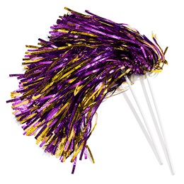 Purple/Gold Metallic Textured Poms - 10/pkg