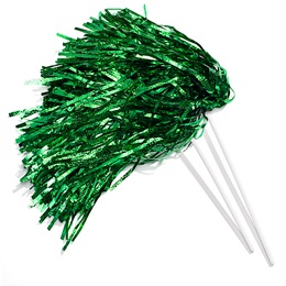 Green Metallic Textured Poms - 10/pkg