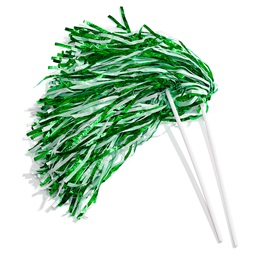 Green/White Metallic Textured Poms - 10/pkg