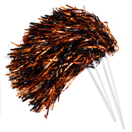 Orange/Black Metallic Textured Poms - 10/pkg