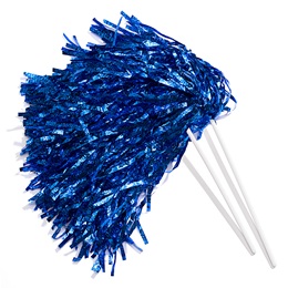 Blue Metallic Textured Poms - 10/pkg