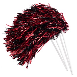 Red/Black Metallic Textured Poms - 10/pkg
