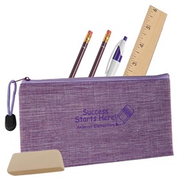 Custom School Supply Kit in Heathered Pouch