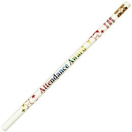 Attendance Pencil - Holographic Stars on White