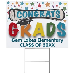 Rainbow Stars Congrats Graduates Single/Double Sided Custom Yard Signs