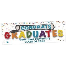 Rainbow Stars Congrats Graduates Horizontal Indoor/Outdoor Custom Banners