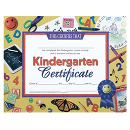 Kindergarten Certificate - School Supplies