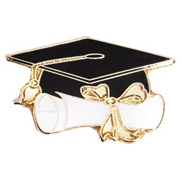 Grad Cap and Scroll Award Pin