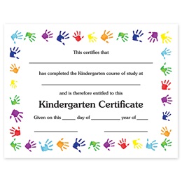 Kindergarten Graduation Certificate - Handprint
