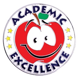 Award Pin - Academic Excellence Smiley Face Apple