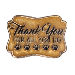 Thank You for all You do Black/Gold Glitter Paw Pin
