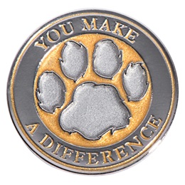 You Make a Difference Silver/Gold Glitter Paw Pin