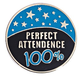 1 in. 100% Perfect Attendance Award Pin