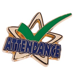 Green Checkmark Attendance Star Pin