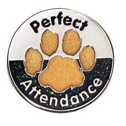 Perfect Attendance Silver/Black/Gold Glitter Paw Pin