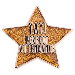 1 in. Attendance Award Pin - Yay! Perfect Attendance