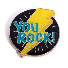 You Rock Award Pin - Yellow Glitter/Lightning