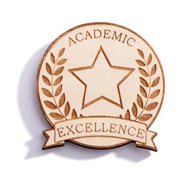 Academic Excellence Award Pin - Engraved Wood