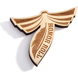 Honor Roll Award Pin - Engraved Wood