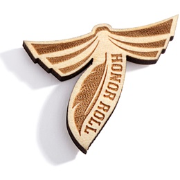 Honor Roll Award Pin - Engraved Wood