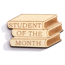 Student of the Month Award Pin - Engraved Wood